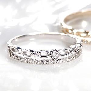K10 YG WG PG ゴールド 指輪 リング ダイヤモンド ダイヤ 0.1ct ティアラ 2連 BRR-0030