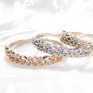 K10 YG WG PG ゴールド 指輪 リング ダイヤモンド ダイヤ ティアラ 2連 BRR-0034の画像