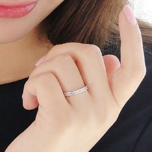 K10 WG ゴールド 指輪 リング ダイヤモンド ダイヤ エタニティ フチあり 0.2ct 細身 シンプル BRR-0035の画像