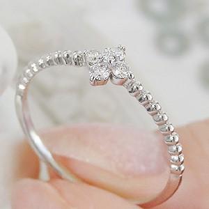 pt900 プラチナ ダイヤモンド ダイヤ 指輪 リング 小花 0.1ct フラワー  