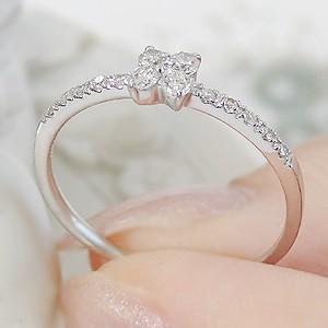pt900 プラチナ 指輪 リング ダイヤモンド ダイヤ 花 フラワー 0.2ct 小花 可愛い フェミニン BRR-0058の画像