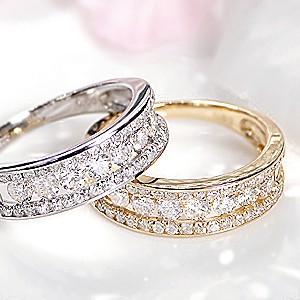 K18 YG pt900 プラチナ ゴールド ダイヤモンド ダイヤ 指輪 リング 0.80ct エタニティ ハーフエタニティ BRR-0061の画像