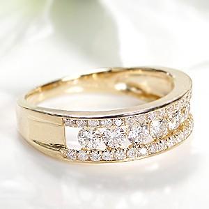 K18 YG pt900 プラチナ ゴールド ダイヤモンド ダイヤ 指輪 リング 0.80ct エタニティ ハーフエタニティ BRR-0061の画像