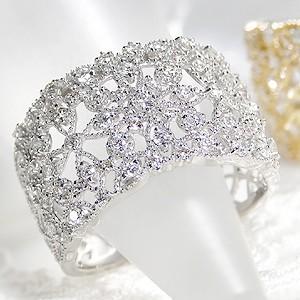 K18 YG WG ゴールド 指輪 リング ダイヤモンド ダイヤ 0.55ct 透かし レーシー ミル打ち BRR-0064の画像