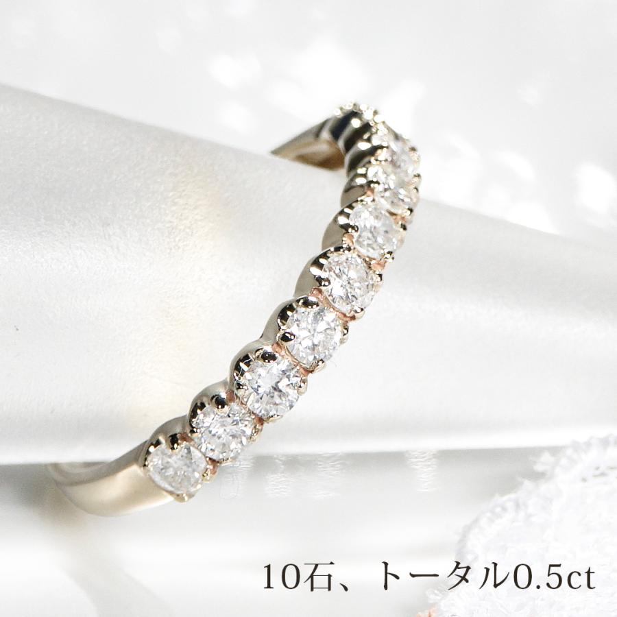 0.5ct k10PG/WG/YG ダイヤモンド エタニティ リング 普段使い シンプル 可愛い 4月 誕生石 BRR-0093の画像
