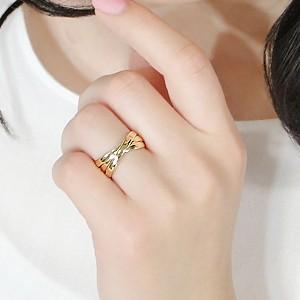 K18 YG ゴールド 指輪 リング 地金リング 3連 甲丸 18k 18金 人気 可愛い BRR-0096K18の画像