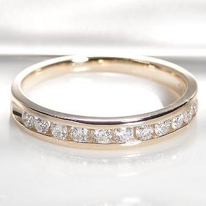 K10 WG YG PG ゴールド ダイヤモンド ダイヤ 指輪 リング フチあり エタニティ 0.35ct レール留め 重ねづけ 10k 10金 BRR-0109K10の画像