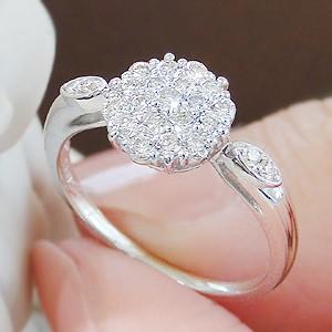 K10 WG PG YG ゴールド ダイヤモンド ダイヤ 指輪 リング パヴェ 0.46ct フラワー 花 人気 10k 10金 4月 誕生石 BRR-0112K10の画像