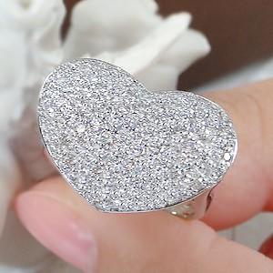 Pt900 1.5ct ダイヤモンド ハート モチーフ パヴェリング 豪華 ハート 