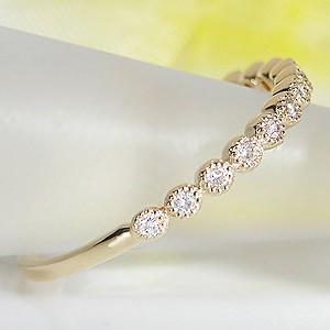 K18YG/PG/WG 0.10ct ミル打ち ダイヤモンド リング ジュエリー 指輪 可愛いの画像
