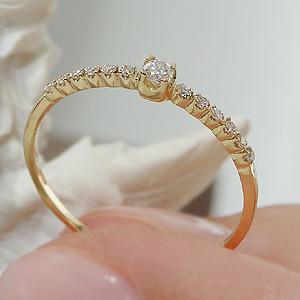 K18YG ダイヤモンド リング 0.1ct 送料無料 可愛い 人気 細身 華奢 シンプル 18金 イエローゴールド ゴールド ジュエリー レディース 指輪 ダイア BRR-0139YGの画像