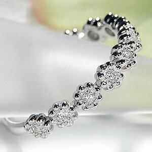 Pt900 0.2ct ミル打ち ダイヤモンド エタニティリング ジュエリー レディース 指輪 リング プラチナ フラワー １８金 BRR-0145-Ptの画像