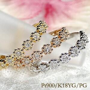 Pt900 0.2ct ミル打ち ダイヤモンド エタニティリング ジュエリー レディース 指輪 リング プラチナ フラワー １８金 BRR-0145-Ptの画像