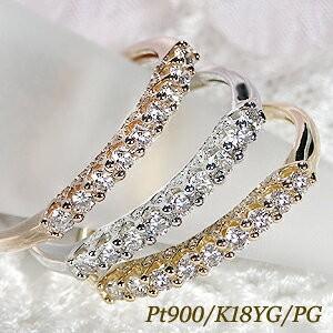Pt900 0.28ct ダイヤモンド エタニティリング 側面 ハーフ エタニティ
