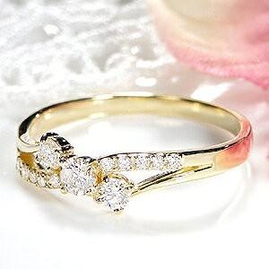 K18YG ハートアンドキューピット ダイヤモンド リング 0.3ct 