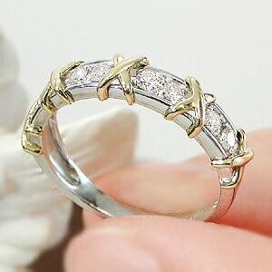 Pt900 K18YG 0.3ct ダイヤモンド リング ジュエリー 指輪 人気 プラチナ 18金 クロス 0.3カラット ゴールド ダイヤモンド イエローゴールド BRR-0169の画像