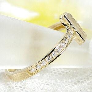 Pt900 K18YG WG PG スマイル ダイヤモンド リング クロス Tモチーフ