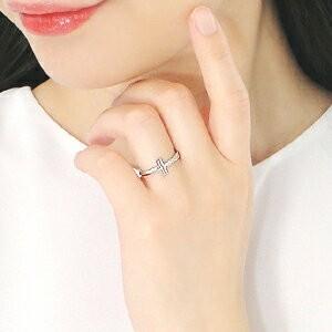 Pt900 K18YG WG PG スマイル ダイヤモンド リング クロス Tモチーフ