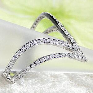 Pt950 V字 ダイヤモンド リング 0.52ct ジュエリー 指輪 プラチナ V