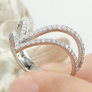 Pt950 V字 ダイヤモンド リング 0.52ct ジュエリー 指輪 プラチナ V