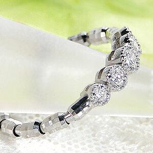 Pt950 0.2ct ダイヤモンド フリーリング ジュエリー プラチナ ダイヤ 指輪 可愛い フリーサイズ ミル打ち 0.2カラット ダイヤ ミルグレイン BRR-0179の画像