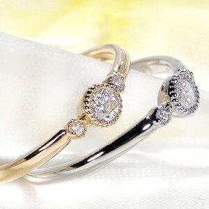 Pt950 K18YG ハートアンドキューピット ダイヤモンド リング 0.17c  