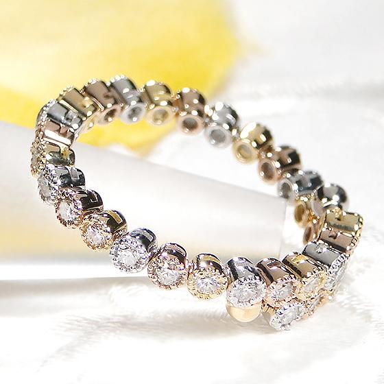 Pt950 K18YG PG 形状記憶 0.6ct ダイヤモンド フルエタニティリング