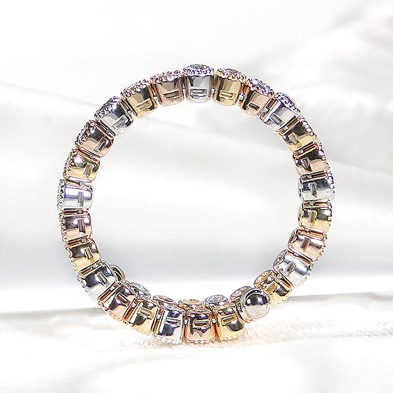 k18PGフルエタニティリング Pt950 K18YG PG 形状記憶 0.6ct ダイヤモンド フルエタニティリング