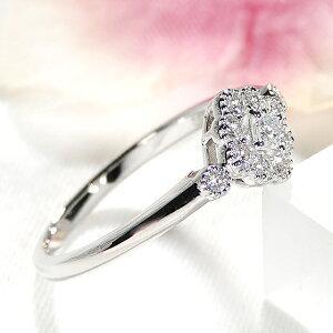 プラチナ フラワー ダイヤモンド リング 0.3ct 送料無料 ジュエリー 指輪 花 ダイヤ 角 四角 pt950 0.3カラット プリンセスカット BRR-0209の画像