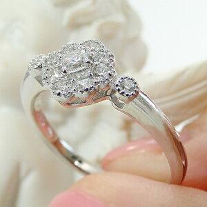 プラチナ フラワー ダイヤモンド リング 0.3ct 送料無料 ジュエリー 指輪 花 ダイヤ 角 四角 pt950 0.3カラット プリンセスカット BRR-0209の画像