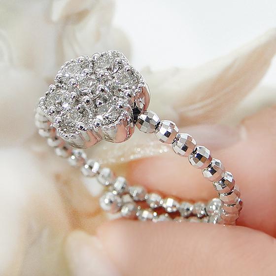 K18 WG YG 形状記憶 サイズフリー ゴールドリング 0.3ct 送料無料