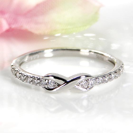 プラチナ ゴールド ダイヤモンド 0.2ct インフィニティ リング 送料