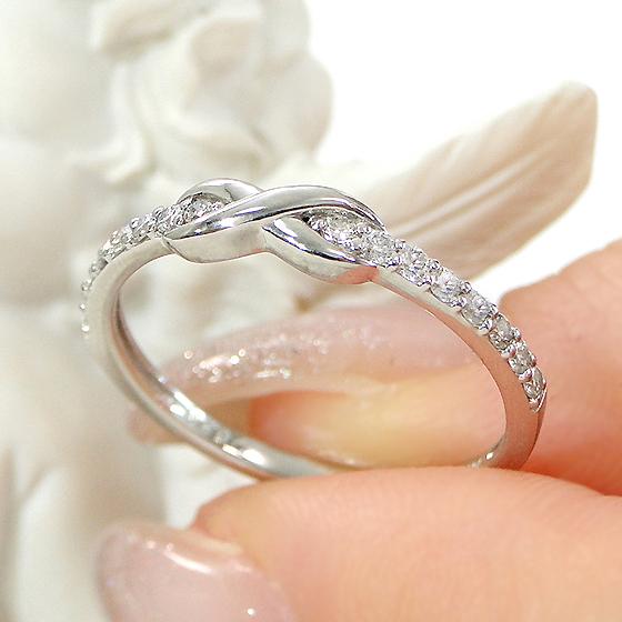 プラチナ ゴールド ダイヤモンド 0.2ct インフィニティ リング 送料