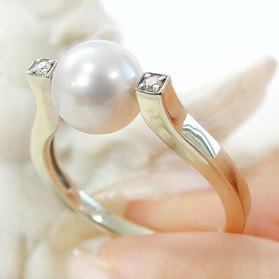 K10 WG YG PG ダイヤモンド パール リング 送料無料 10金 10K ゴールド  