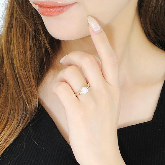 K10 WG YG PG ダイヤモンド パール リング 送料無料 10金 10K ゴールド 