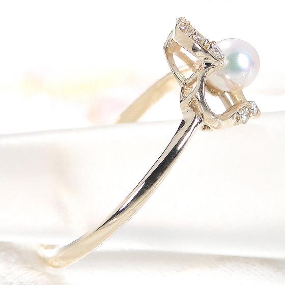 K10 10金 ゴールド パールリング ダイヤモンドリング K10 WG YG PG ハート ダイヤモンド パール リング 送料無料 10金 10K