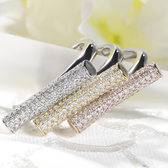 Pt950 Pt950&K18YG Pt950&K18PG ダイヤモンド リング 0.68ct 送料無料 プラチナ ゴールド 18金 K18 18K コンビ バー 棒 ダイヤモンドバー 人気 BRR-0242の画像