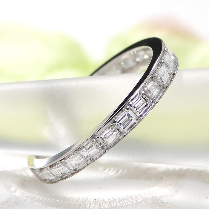 Pt950 0.6ct バケット ダイヤモンド ハーフ エタニティ リング 送料無料 0.6ct 指輪 可愛い 人気 プラチナ PT バケット 角ダイヤ エタ ダイヤ ダイア BRR-0255の画像