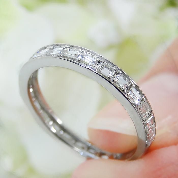 Pt950 0.6ct バケット ダイヤモンド ハーフ エタニティ リング 送料無料 0.6ct 指輪 可愛い 人気 プラチナ PT バケット 角ダイヤ エタ ダイヤ ダイア BRR-0255の画像