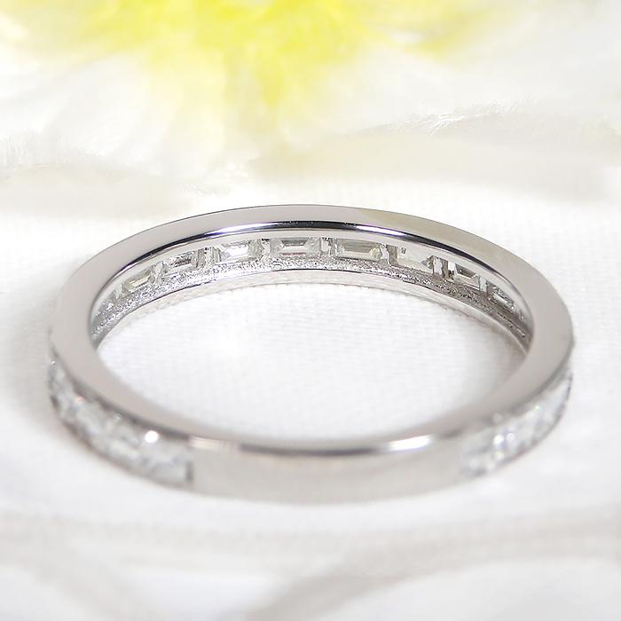 Pt950 0.6ct バケット ダイヤモンド ハーフ エタニティ リング 送料無料 0.6ct 指輪 可愛い 人気 プラチナ PT バケット 角ダイヤ エタ ダイヤ ダイア BRR-0255の画像