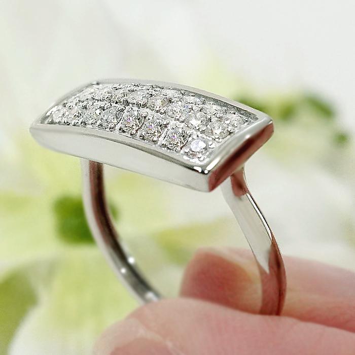 Pt900 0.5ct ダイヤモンド パヴェ リング SIクラス Iカラー Goodカット 指輪 プラチナ 長方形 ユニーク 個性的 人気 ジュエリー 指輪 ダイヤ ダイア BRR-0266の画像