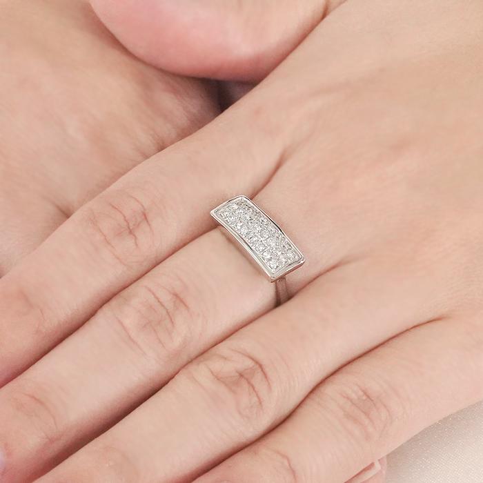Pt900 0.5ct ダイヤモンド パヴェ リング SIクラス Iカラー Goodカット 指輪 プラチナ 長方形 ユニーク 個性的 人気 ジュエリー 指輪 ダイヤ ダイア BRR-0266の画像