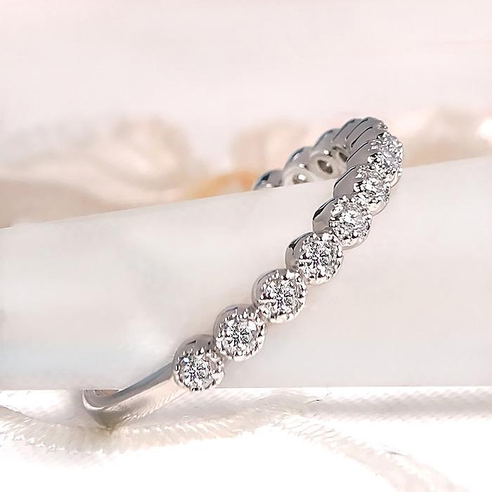 Pt900 K18 YG PG 0.20ct ミル打ち ダイヤモンド ハーフ エタニティ