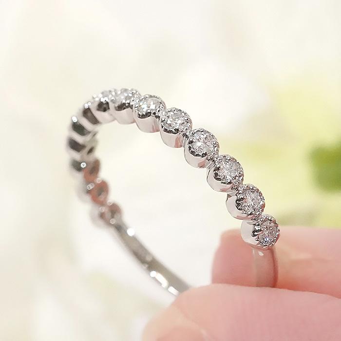 Pt900 K18 YG PG 0.20ct ミル打ち ダイヤモンド ハーフ エタニティ