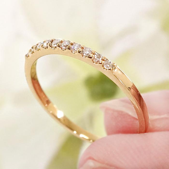 Pt900 K18 YG PG 0.1ct ダイヤ ハーフエタニティリング 指輪 プラチナ K18 18金 ゴールド 人気 ジュエリー 指輪 ダイヤ ダイア エタ 細身 華奢 定番 BRR-0280の画像