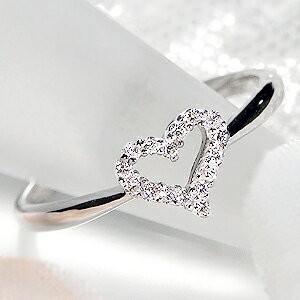 Pt900 ダイヤモンド オープンハート リング ジュエリー 指輪 可愛い