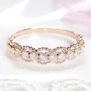 K18 PG ゴールド ダイヤモンド ダイヤ 指輪 リング フリル プリンセス 姫 レース 4月 誕生石 or710