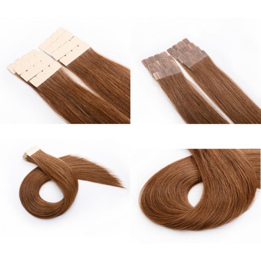 ブラウン 茶色 S-8 シール エクステ 人毛 ロング ヘアエクステ 長さ