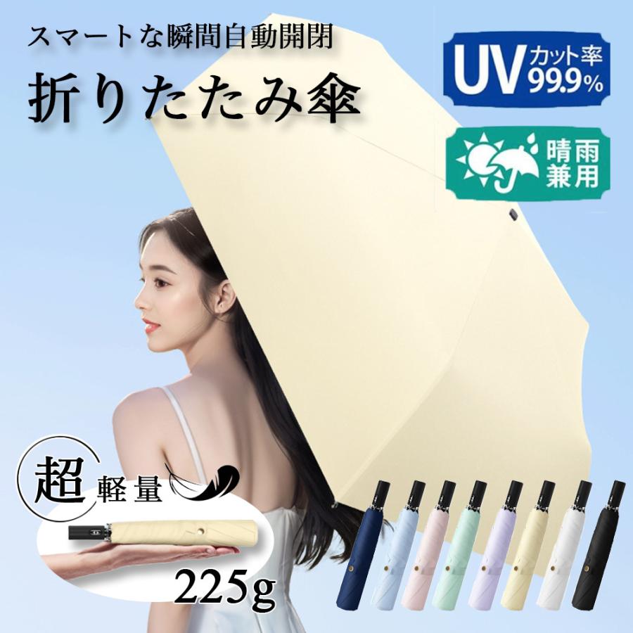 折りたたみ傘 日傘 晴雨兼用 自動開閉 超軽量225g 完全遮光100％ 撥水 風に強い コンパクト レディース メンズ  おしゃれ 通勤 通学 紫外線対策 送料無料 全8色（Yahoo!・tuzuruヤフーショッピング店）