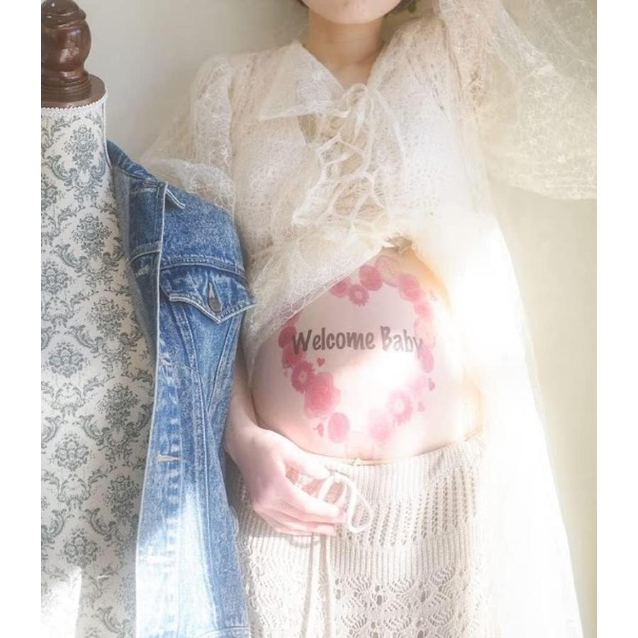 【練習用シール付】 マタニティフォト ベリーペイントシール ボディペイントシール タトゥーシール 妊婦フォト 撮影用 小物 パパ ママ 送料無料 ポスト投函 N（Yahoo!・tuzuruヤフーショッピング店）